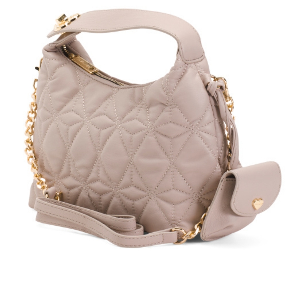 Betsey Johnson XO Rita Grey Quilted Crossbody Bag